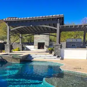 Gazebo shown in backyard design